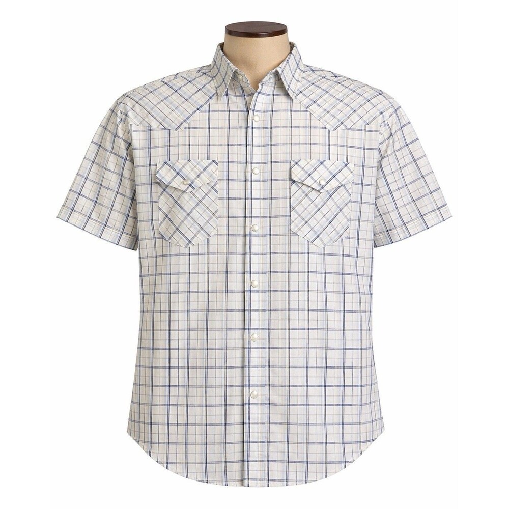 Plains Western Wear Men’s XL Plaid Pearl Snap Short Sleeve Cowboy Shirt